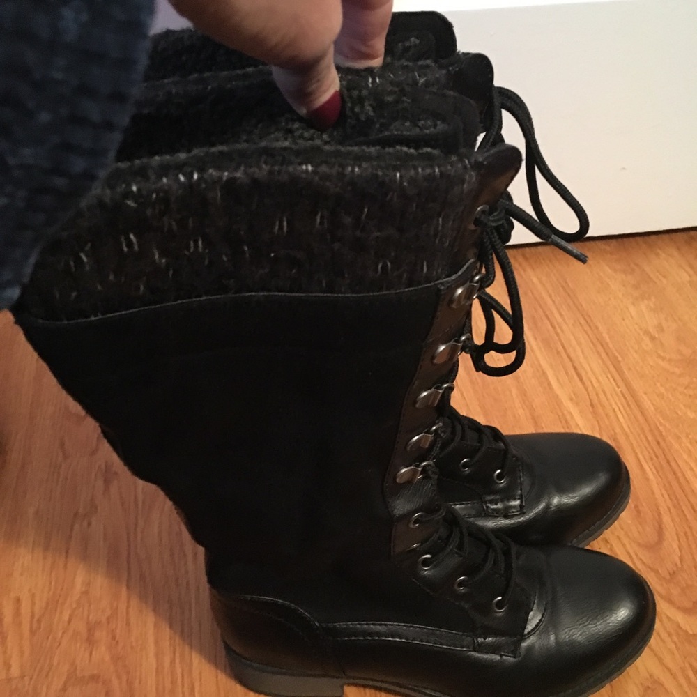 Black tie up boots